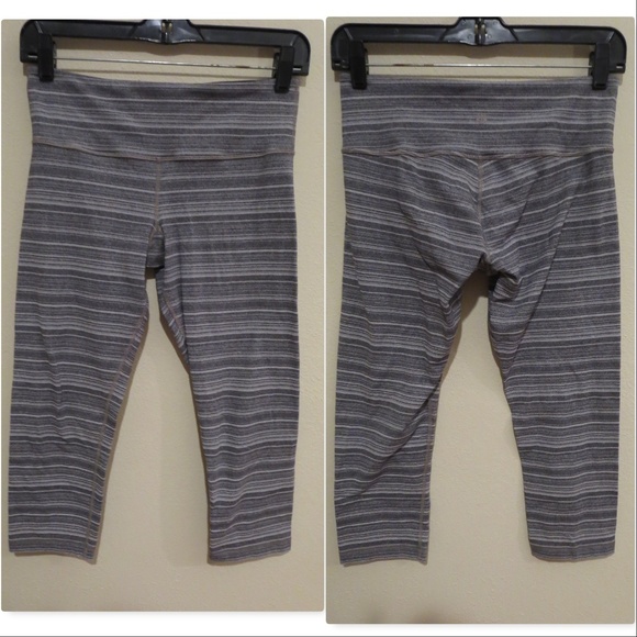 Lululemon Wunder Under Crop Strata Stripe gray 6 - Picture 2 of 4